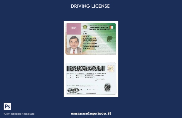 verified style modello di patente di guida della Costa d'Avorio in stile verificato template